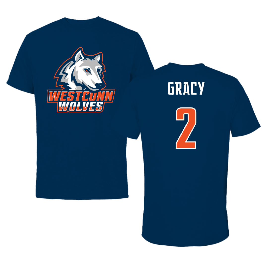 Western Connecticut State University Lacrosse Navy Wolves Tee - #2 Vicky Gracy