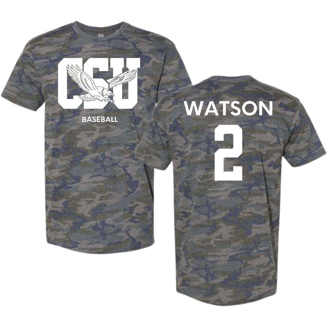 Coppin State University Baseball Vintage Camo Tee - #2 Braylon Watson