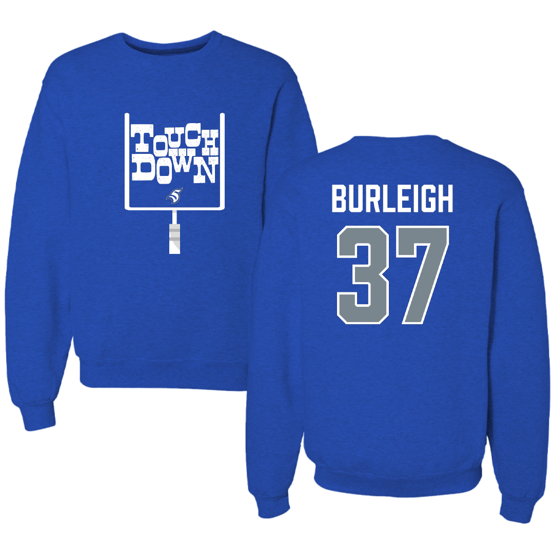 Thomas More University Football Blue Touchdown Crewneck - #37 Davis Burleigh