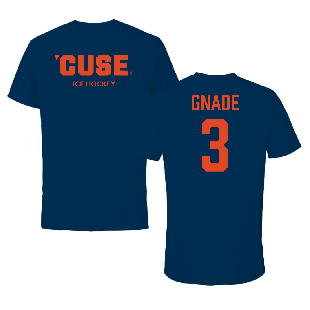 Syracuse University Ice Hockey (W) Navy Performance Tee - #3 Emma Gnade