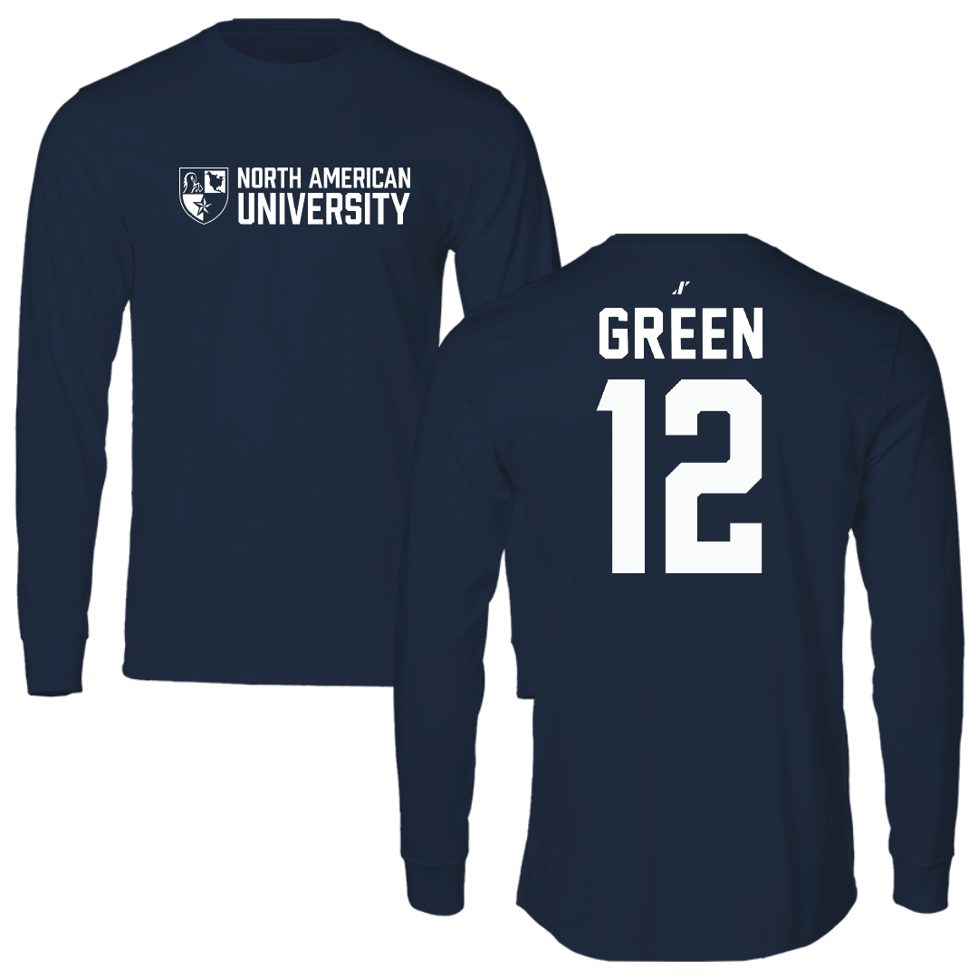 North American University Basketball Navy General Performance Long Sleeve - #12 Desmond Green
