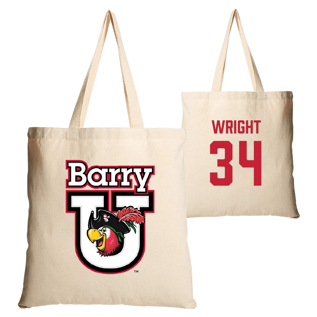 Barry University Baseball Tan Canvas Tote Bag - #34 Dane Wright