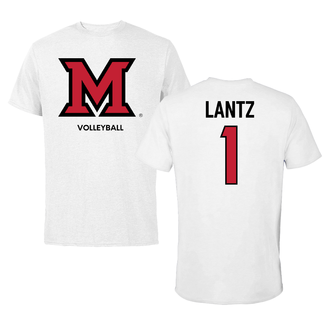 Miami University (Ohio) Volleyball (W) White Performance Tee - #1 Raegan Lantz