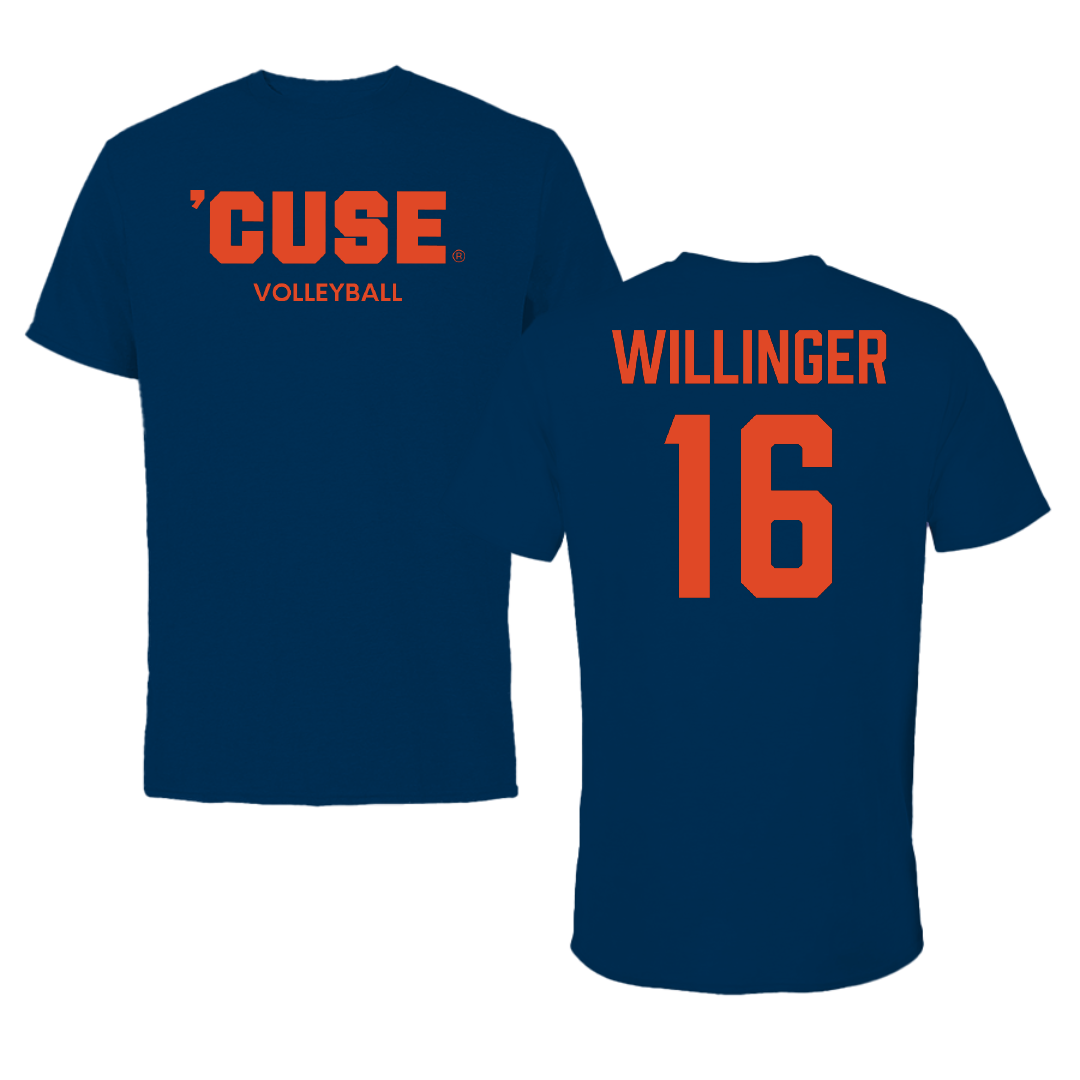 Syracuse University Volleyball (W) Navy Performance Tee - #16 Piper Willinger