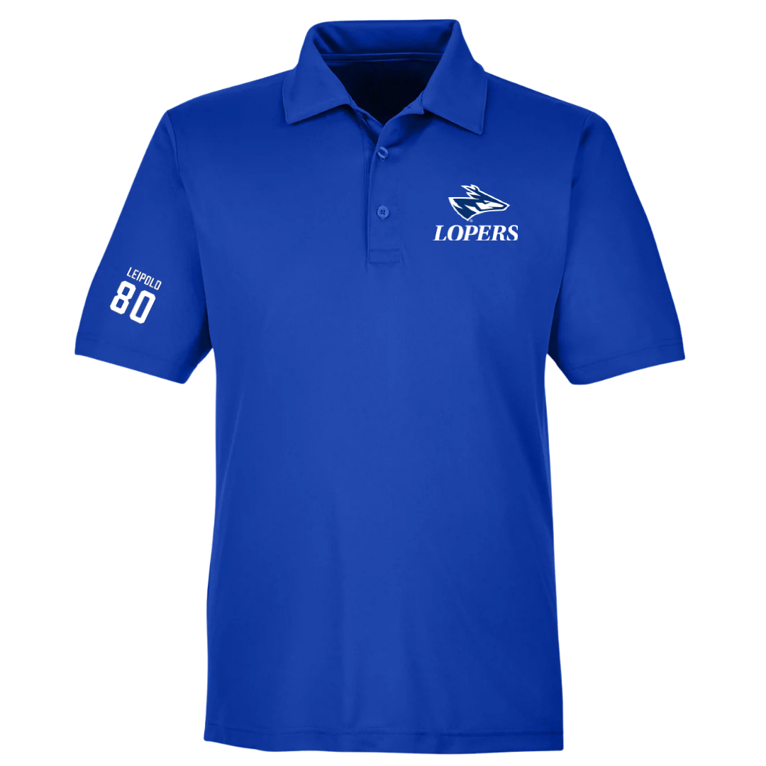 University of Nebraska at Kearney Football Blue Polo - #80 Landon Leipold