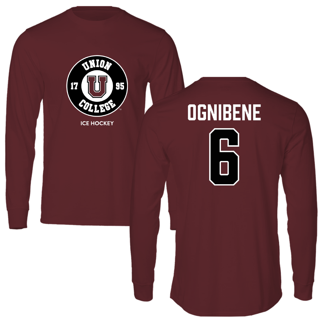 Union College Ice Hockey (W) Maroon Performance Long Sleeve - #6 Megan Ognibene