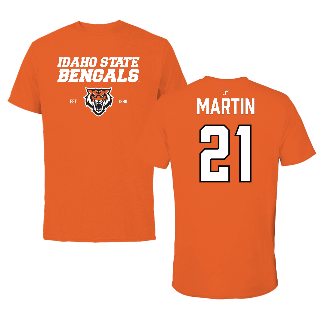 Idaho State University Football Orange General Performance Tee - #21 Jacob Martin