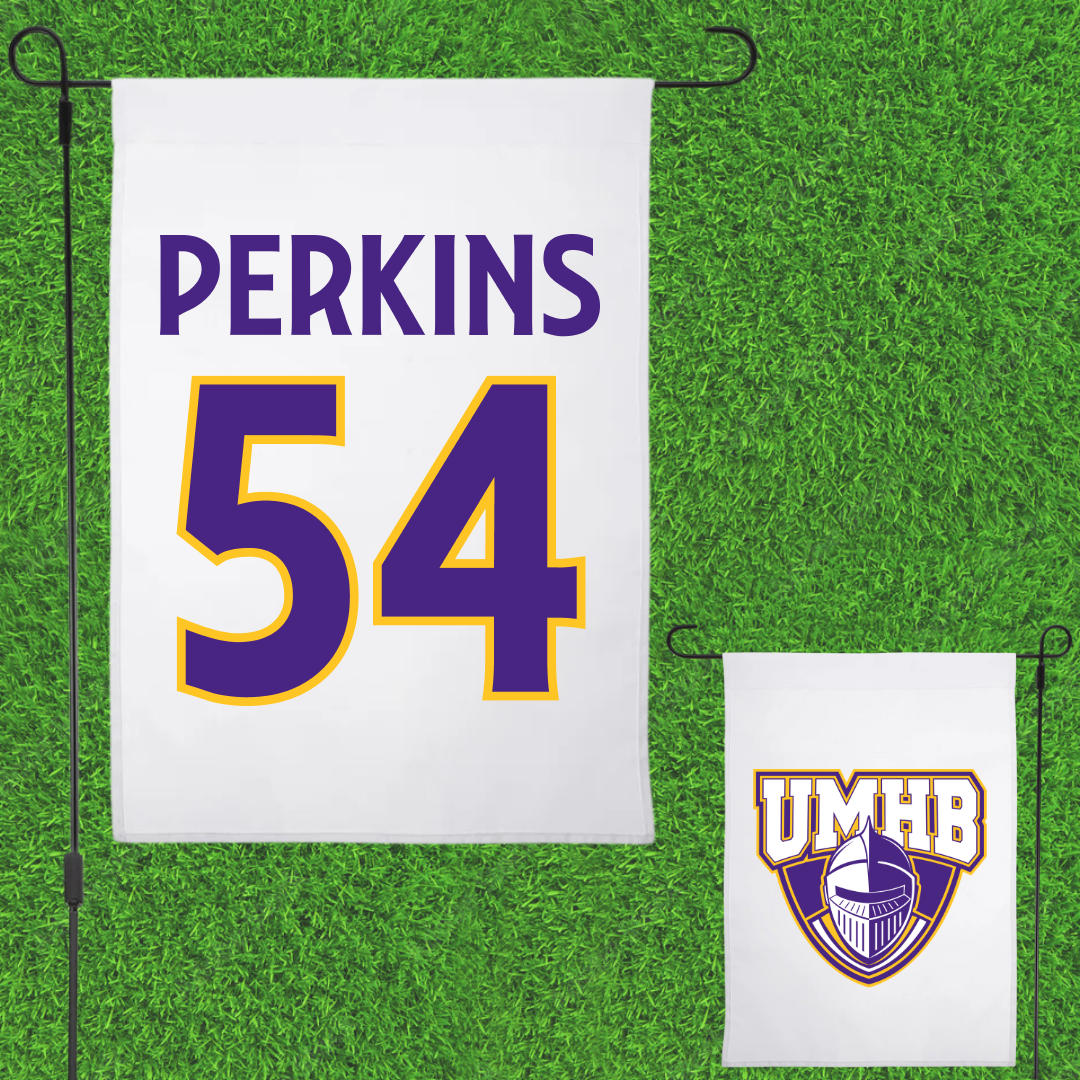 University of Mary Hardin-Baylor Football White Garden Flag - #54 William Perkins