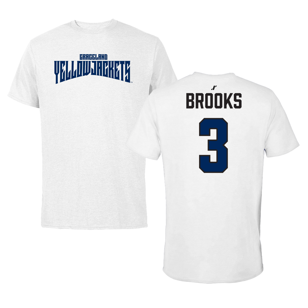 Graceland University Football White Classic Tee - #3 CJ Brooks