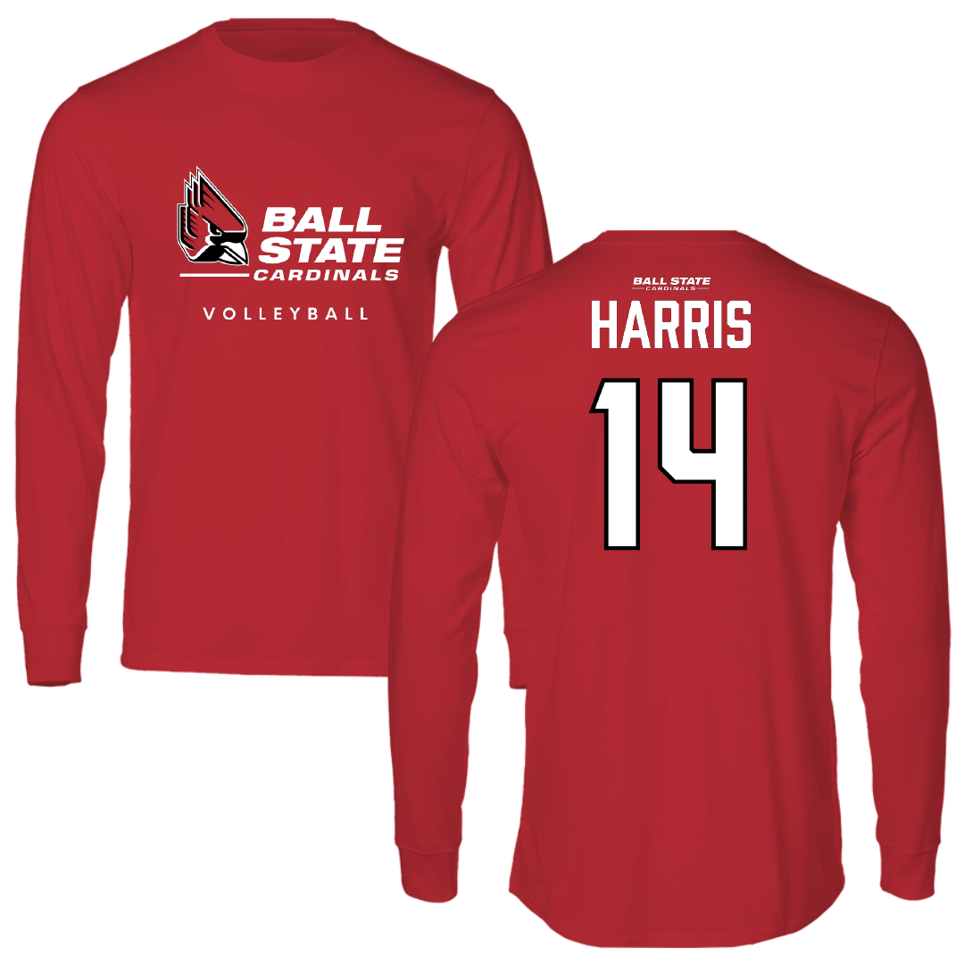 Ball State University Volleyball Red Long Sleeve - #14 Jason Harris