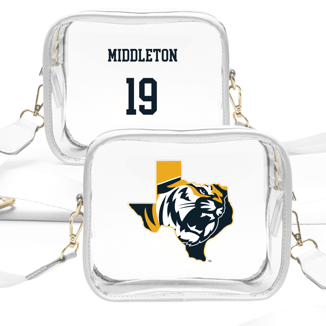 East Texas Baptist University Baseball White Clear Stadium Bag - #19 Grant Middleton