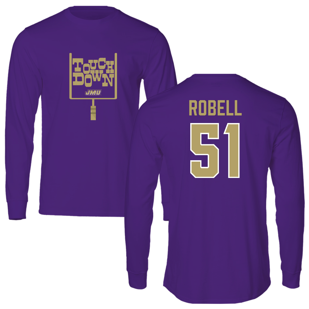 James Madison University Football Purple Touchdown Performance Long Sleeve - #51 Riley Robell