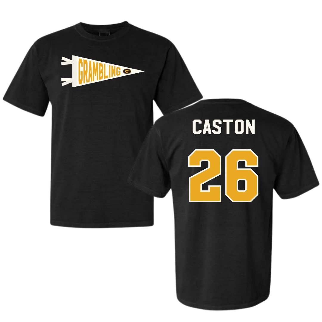 Grambling State University Football Black Pennant Comfort Colors Tee - #26 Cisco Caston