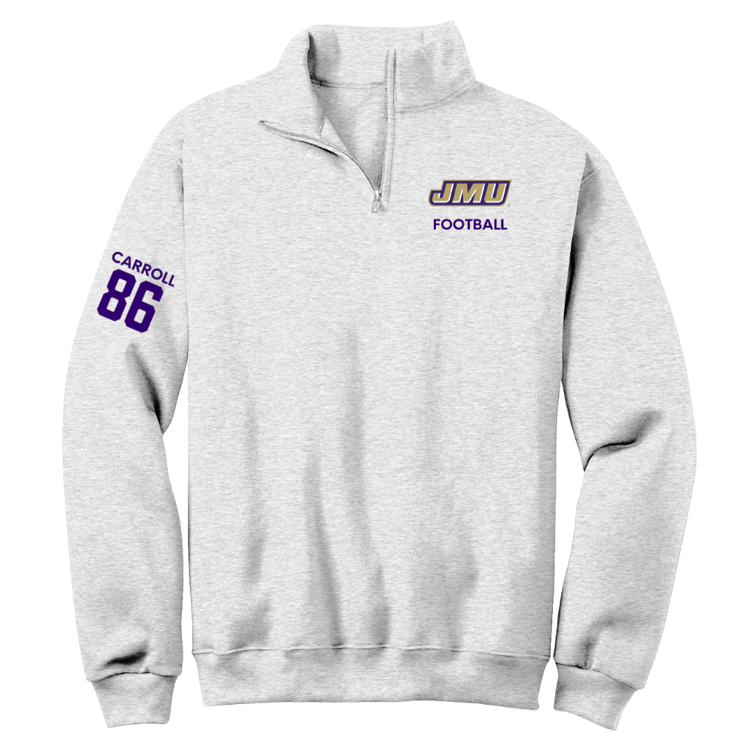 James Madison University Football Light Gray Quarter-Zip - #86 Collin Carroll