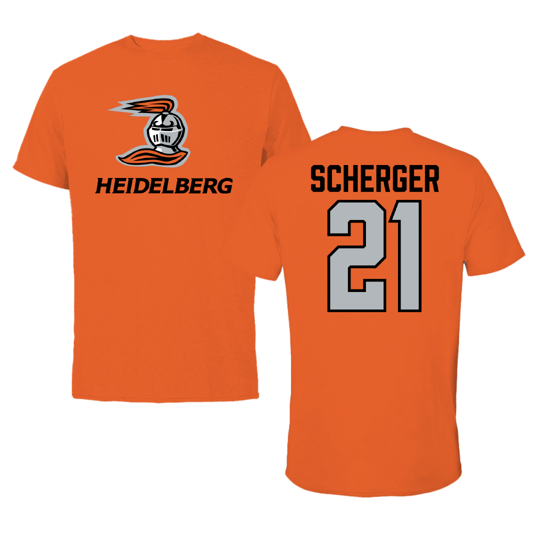 Heidelberg University Lacrosse Orange Tee - #21 Mark Scherger