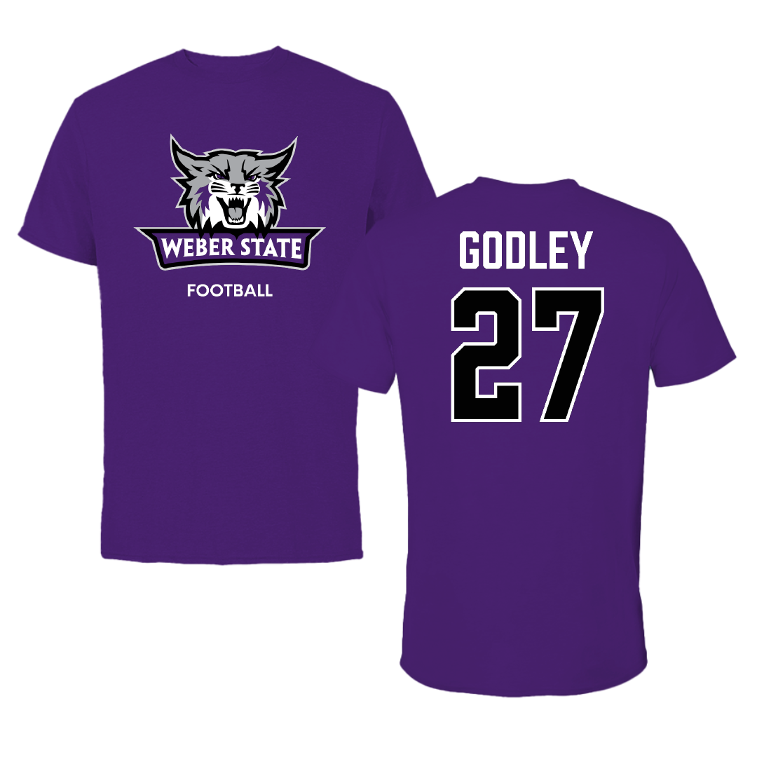 Weber State University Football Purple Performance Tee - #27 Davion Godley