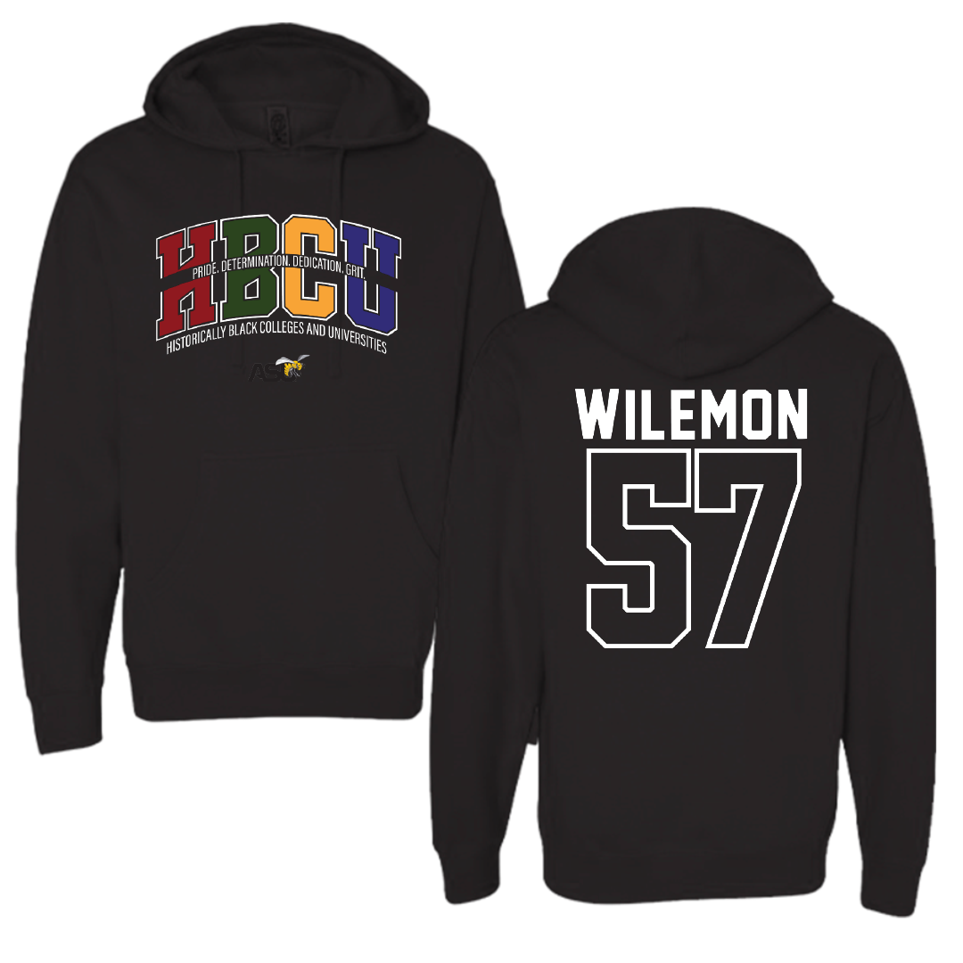 Alabama State University Football Black HBCU Hoodie - #57 Garrett Wilemon