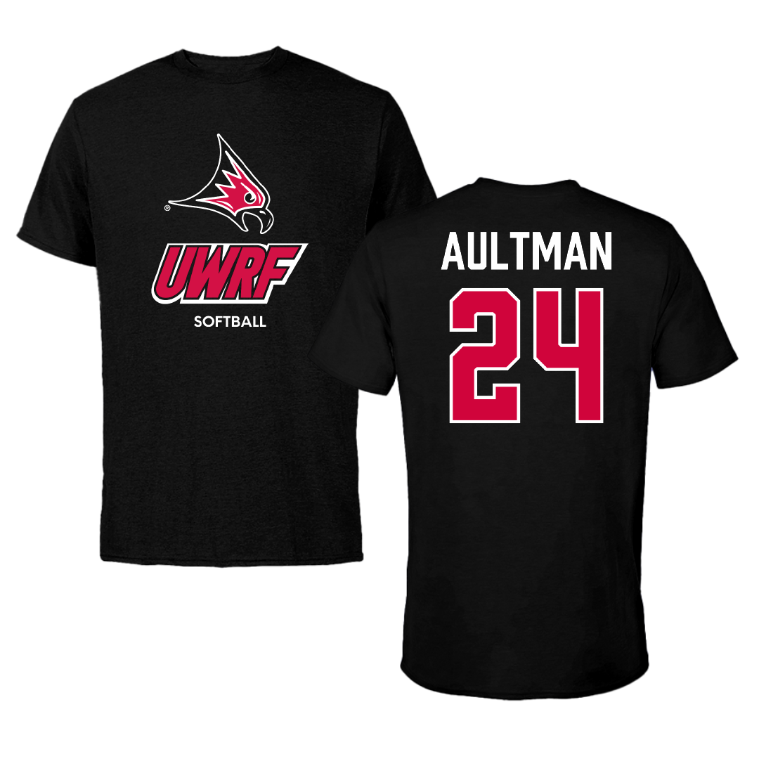 University of Wisconsin-River Falls Softball Black Tee - #24 Kelly Aultman