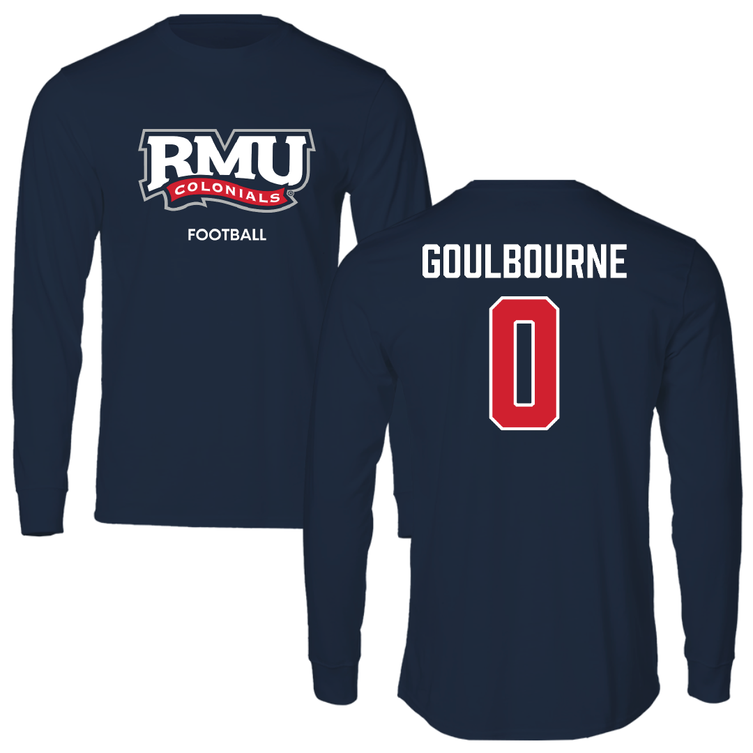 Robert Morris University Football Navy RMU Performance Long Sleeve - #0 Xavier Goulbourne