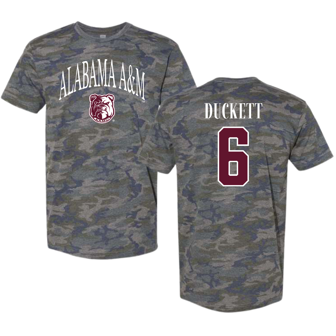 Alabama A&M University Volleyball Vintage Camo Tee - #6 Bailey Duckett