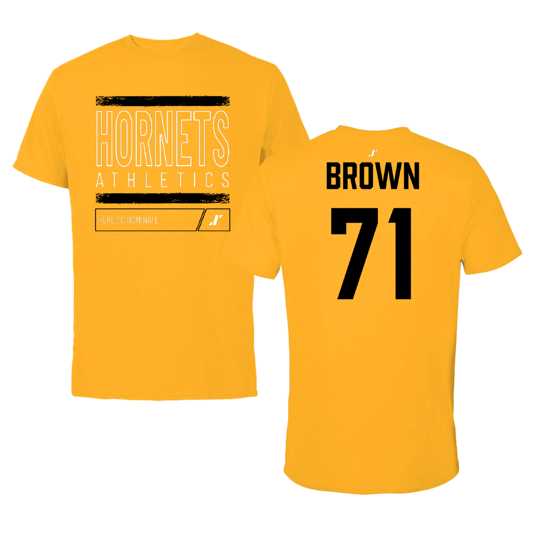 Alabama State University Football Gold Dominate Tee - #71 Isaiah Brown