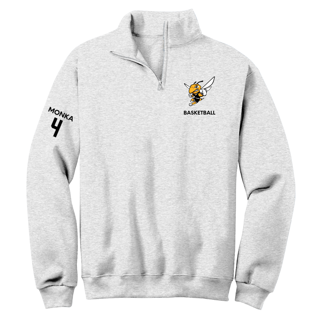 American International College Basketball (W) Light Gray Quarter-Zip - #4 Eden Monka