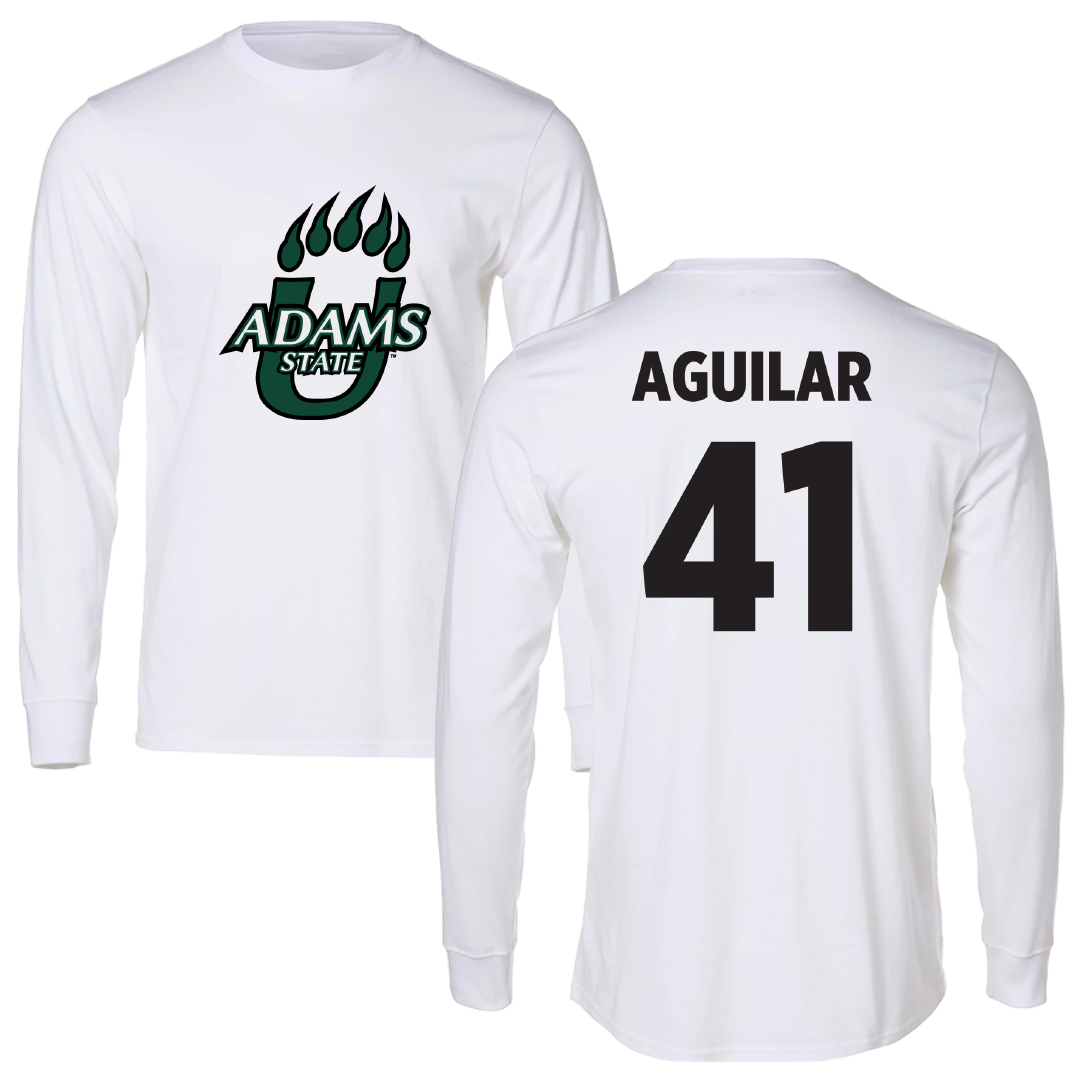 Adams State University Soccer (M) White Performance Long Sleeve - #41 Dominic Aguilar