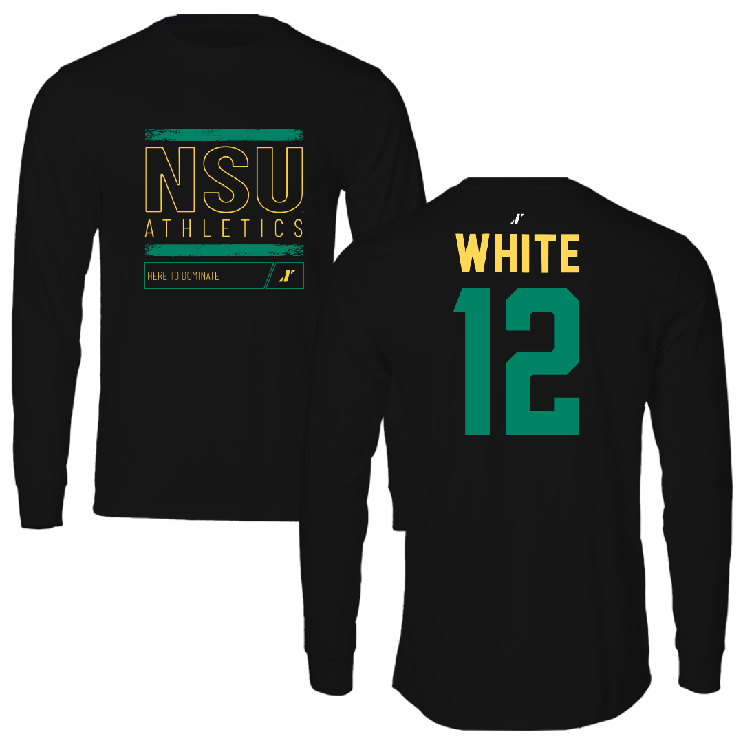 Norfolk State University Football Black Dominate Performance Long Sleeve - #12 Jaylen White