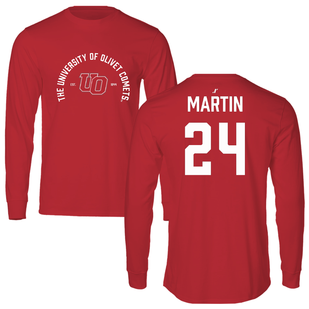 The University of Olivet Volleyball Red General Performance Long Sleeve - #24 Silas Martin