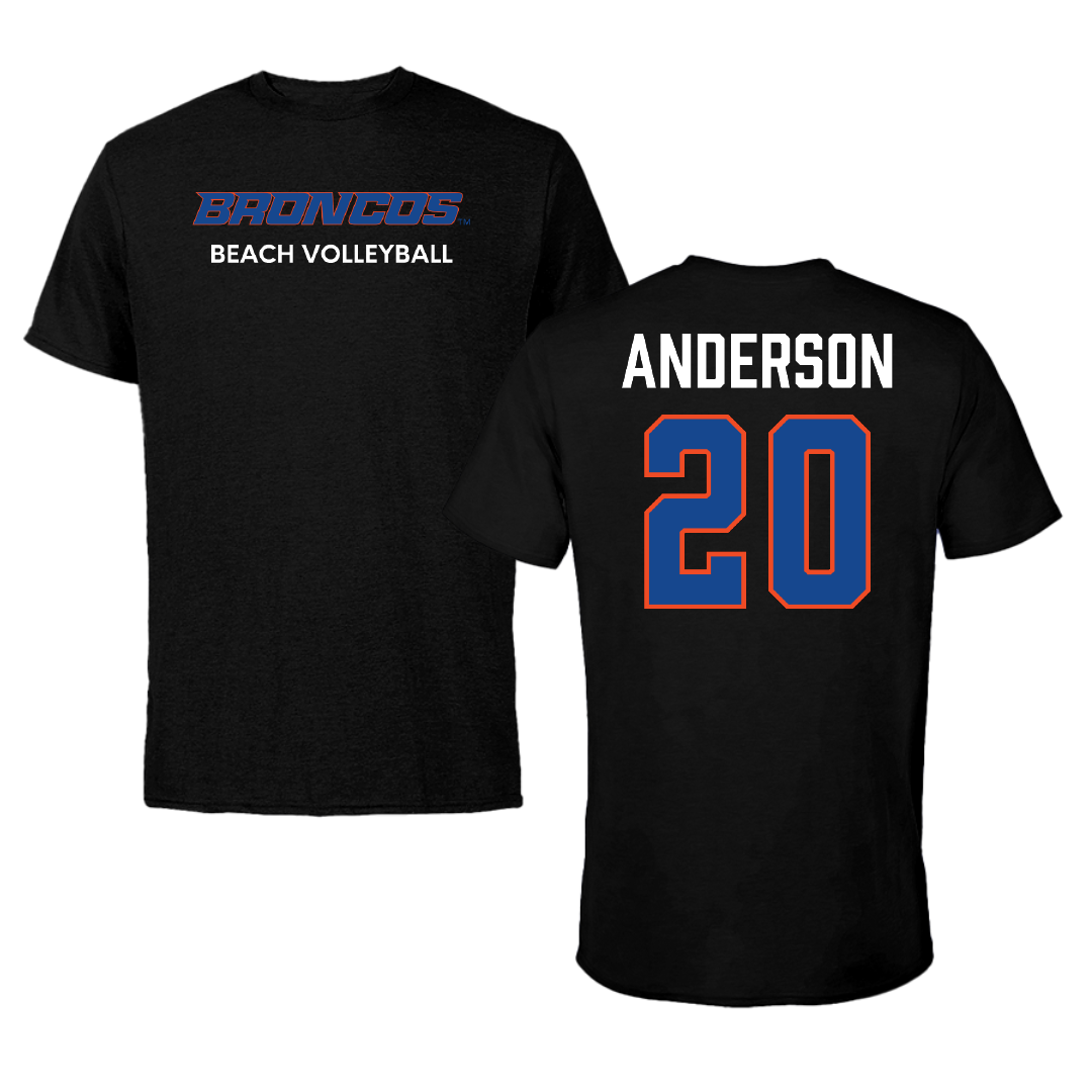 Boise State University Beach Volleyball Black Tee - #20 Ava Anderson