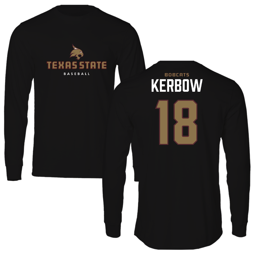Texas State University Baseball Black Performance Long Sleeve - #18 Dylan Kerbow