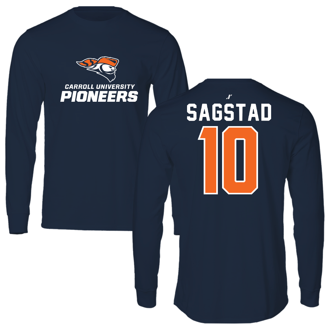 Carroll University Soccer Navy Performance Long Sleeve - #10 Mari Sagstad