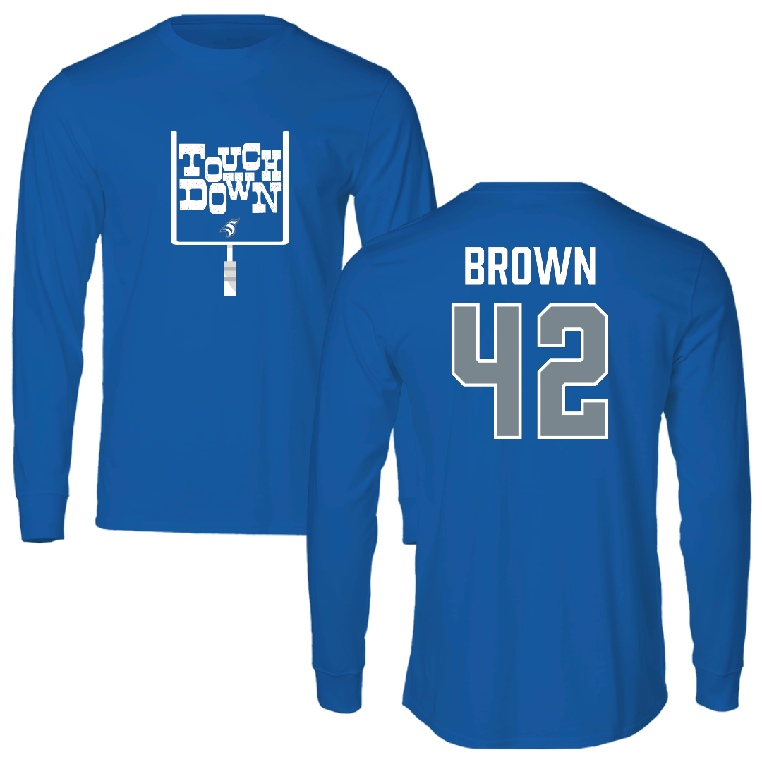 Thomas More University Football Blue Touchdown Long Sleeve - #42 Isaac Brown