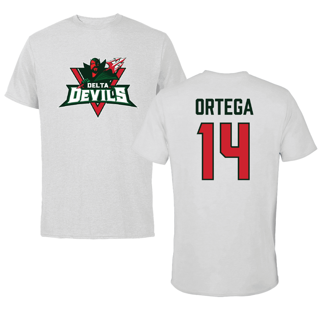 Mississippi Valley State University Baseball Light Gray Tee - #14 Nathan Ortega