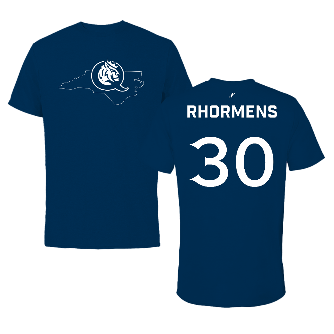 Queens University of Charlotte Soccer Navy State Performance Tee - #30 Matheus Rhormens
