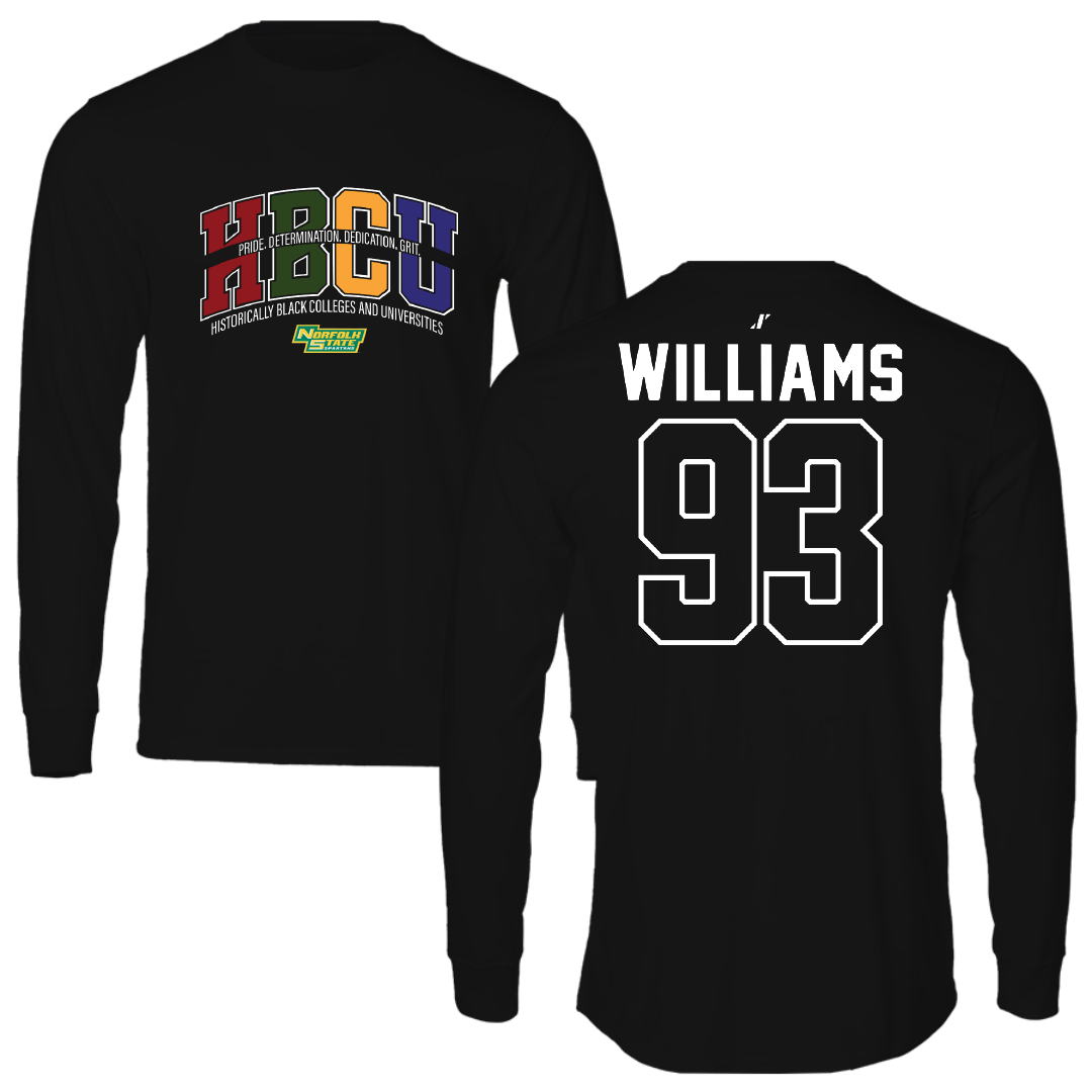 Norfolk State University Football Black HBCU Long Sleeve - #93 Jaylen Williams
