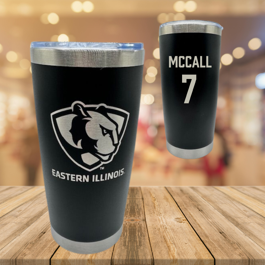 Eastern Illinois University Football Black Stainless Steel Tumbler - #7 Jihad McCall