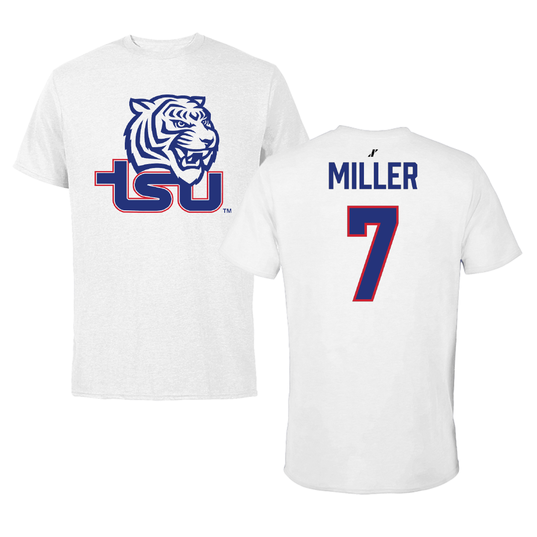 Tennessee State University Volleyball White Performance Tee - #7 Maygan Miller