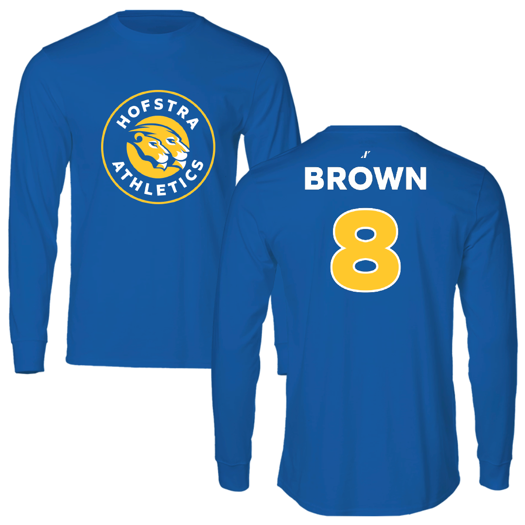 Hofstra University Basketball (W) Blue Performance Long Sleeve - #8 Nevaeh Brown