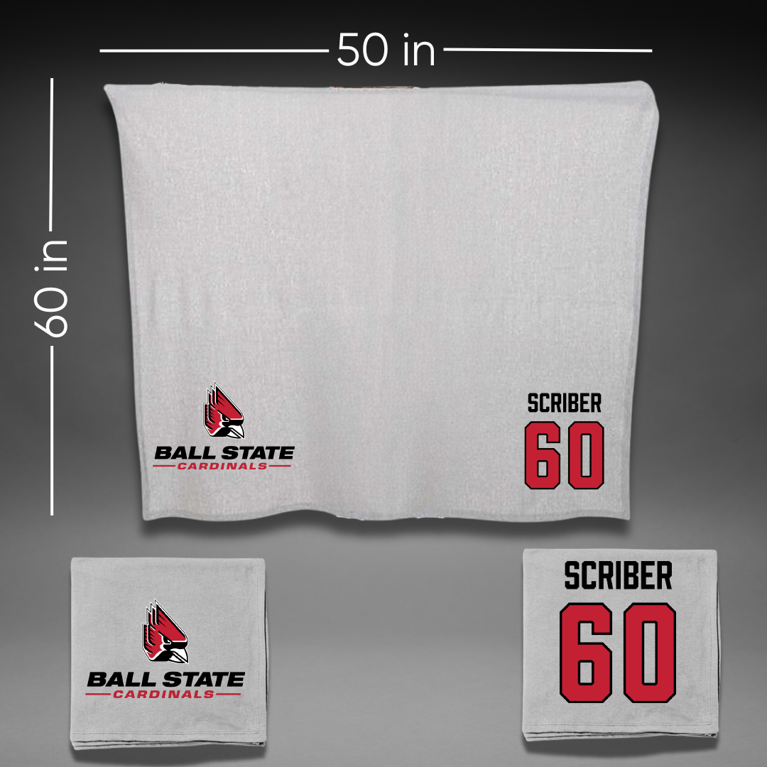 Ball State University Football Gray Blanket - #60 Blake Scriber
