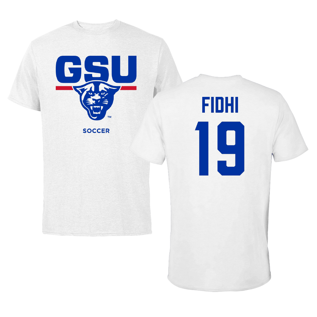 Georgia State University Soccer White Tee - #19 Jessica Fidhi