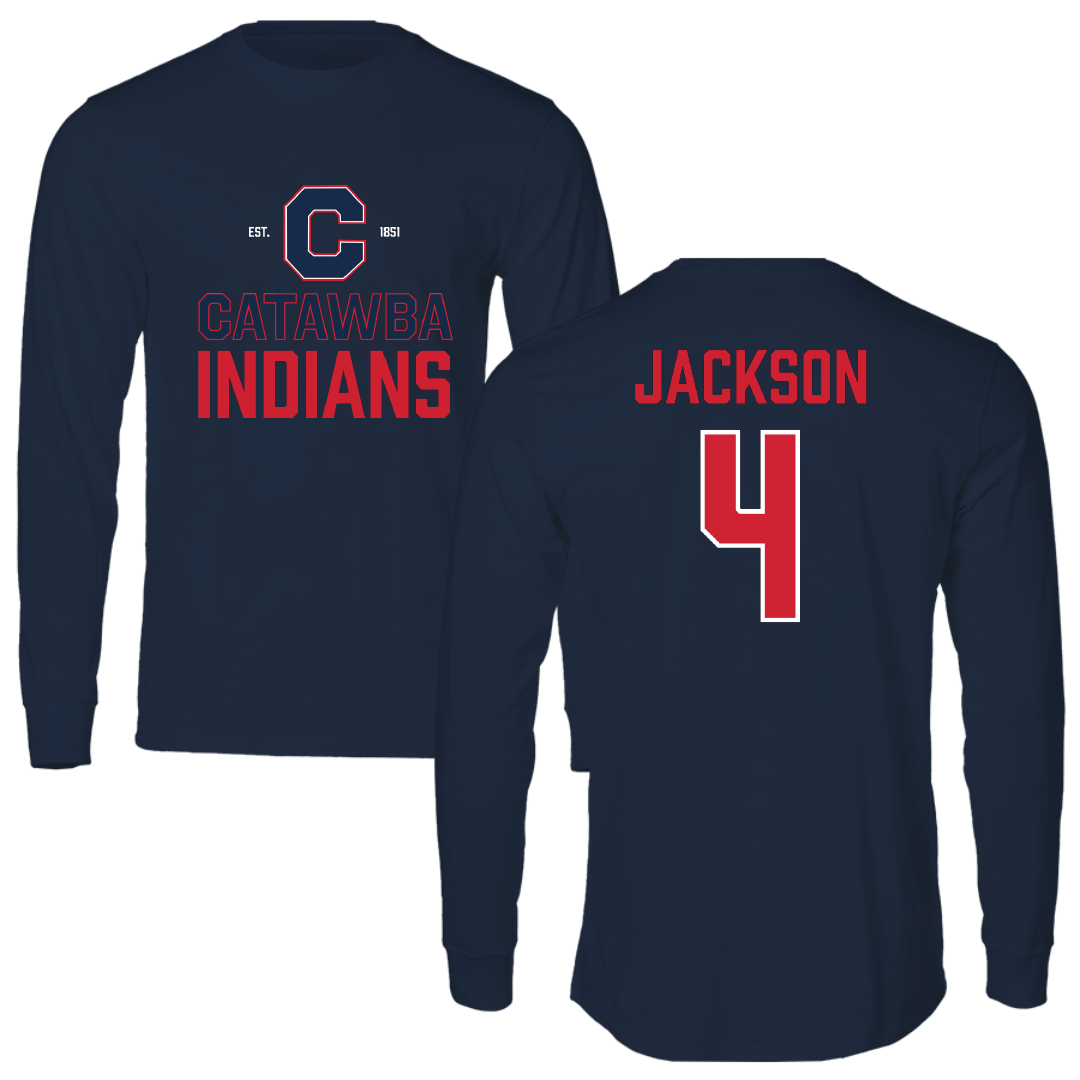 Catawba College Football Navy General Performance Long Sleeve - #4 RJ Jackson