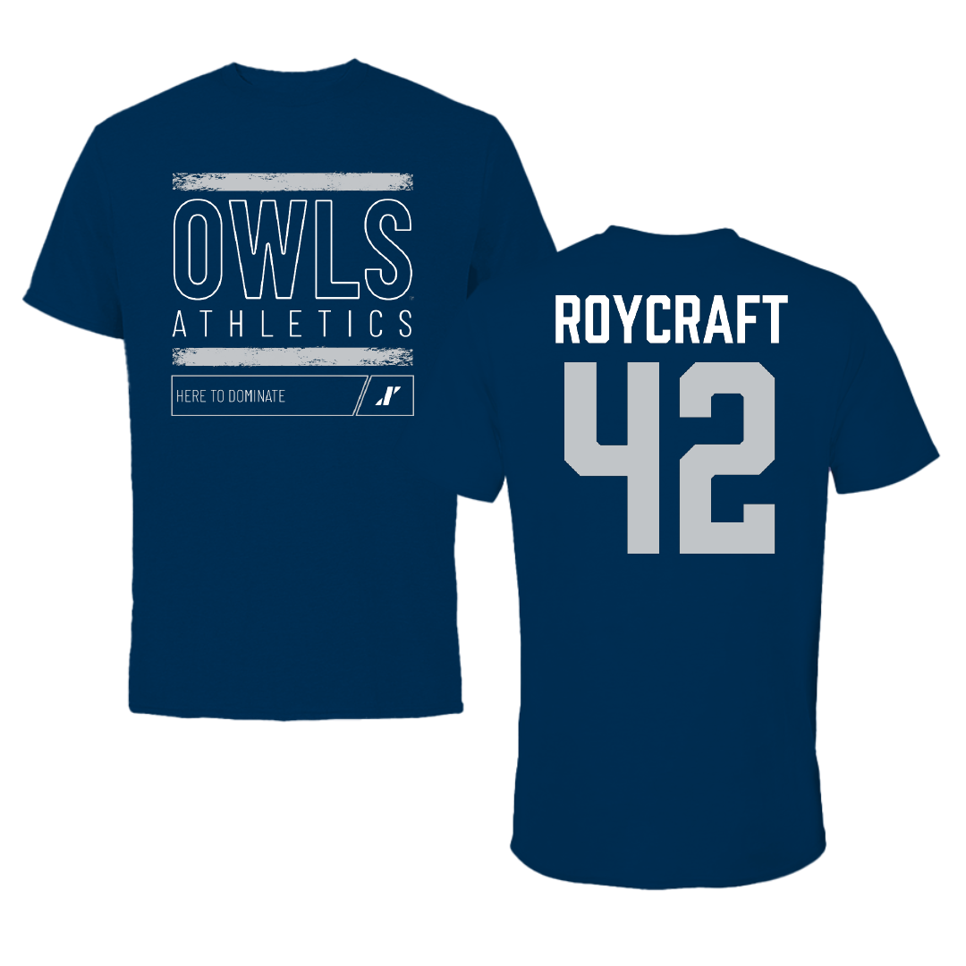 Rice University Baseball Navy Dominate Tee - #42 Nolan Roycraft