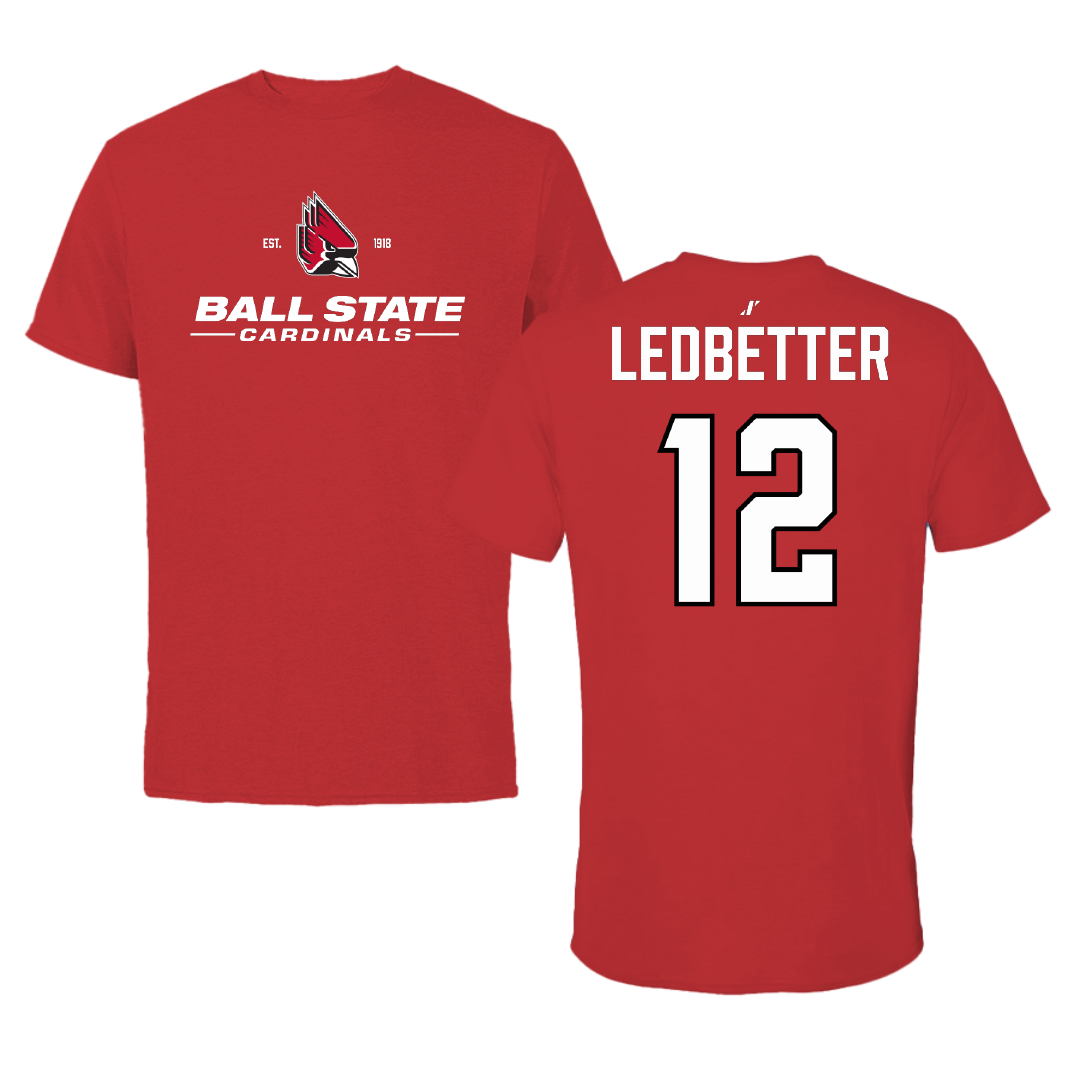 Ball State University Volleyball Red General Performance Tee - #12 Sophie Ledbetter