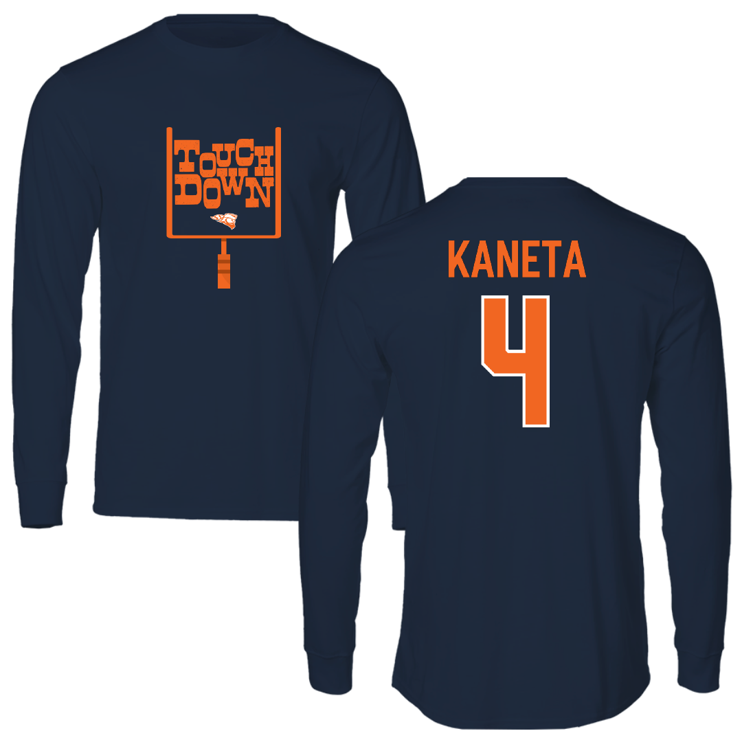 Carroll University Football Navy Touchdown Long Sleeve - #4 Kaiwalya Kaneta