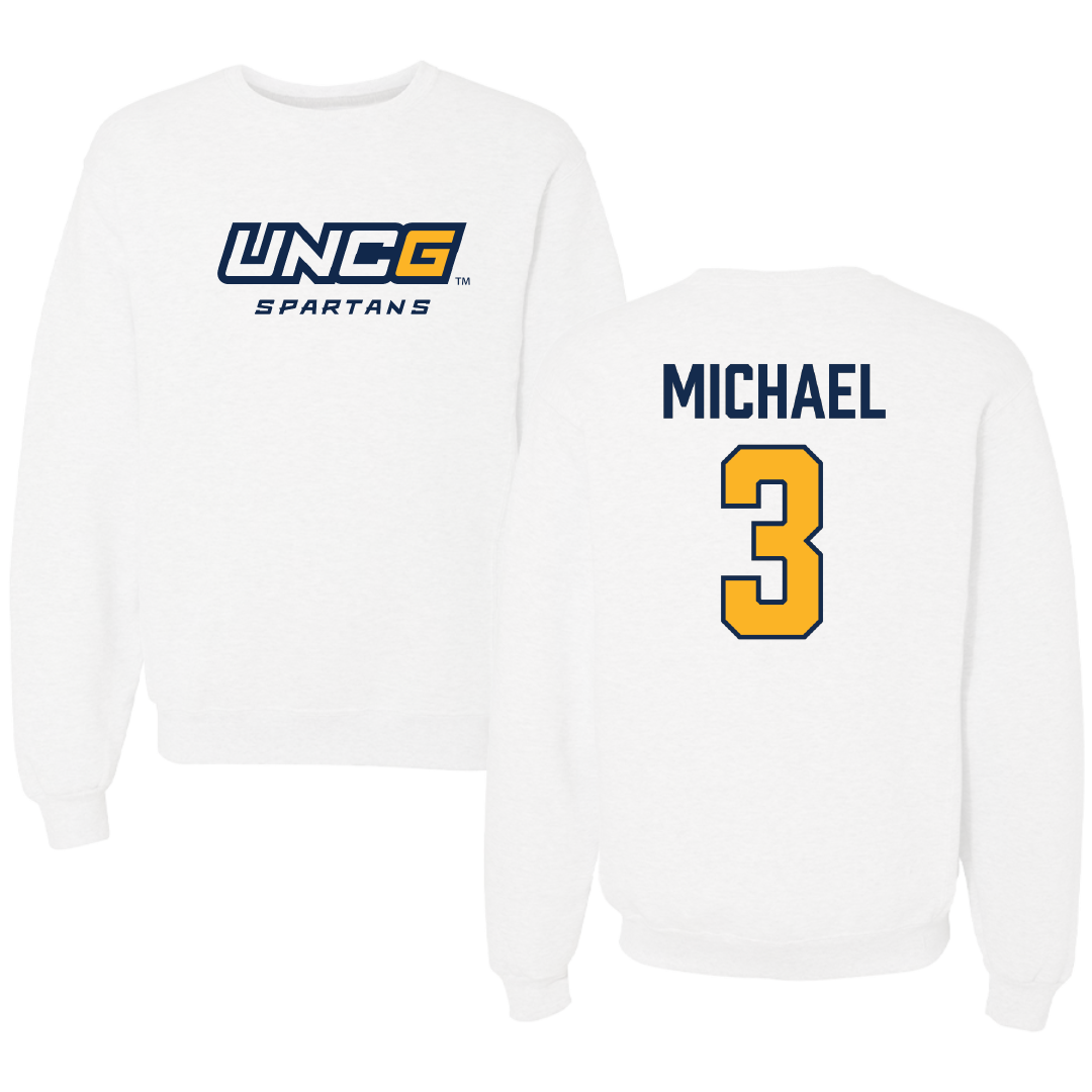 UNC Greensboro Softball White Crewneck - #3 Macy Michael