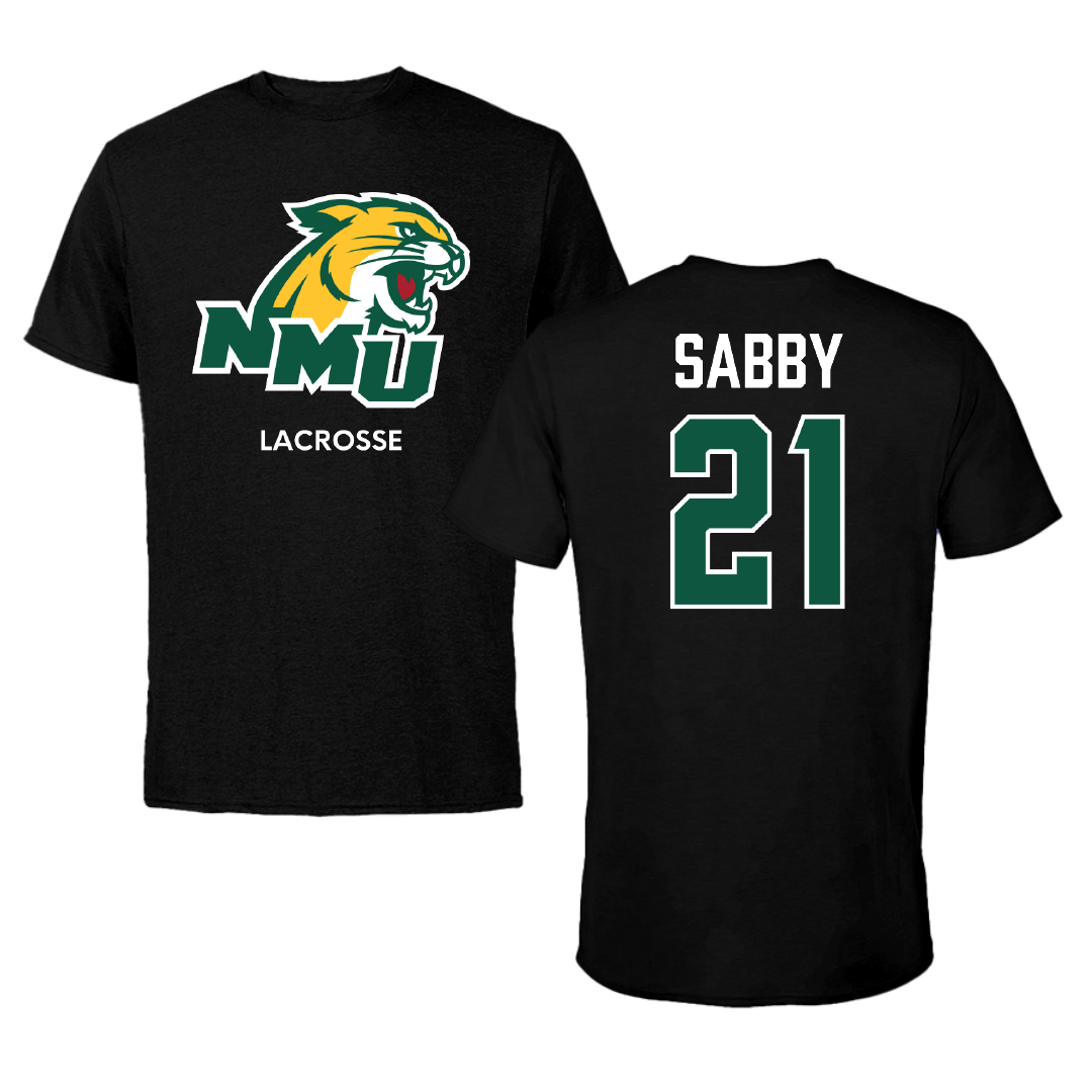 Northern Michigan University Lacrosse (W) Black Performance Tee - #21 Chrissy Sabby