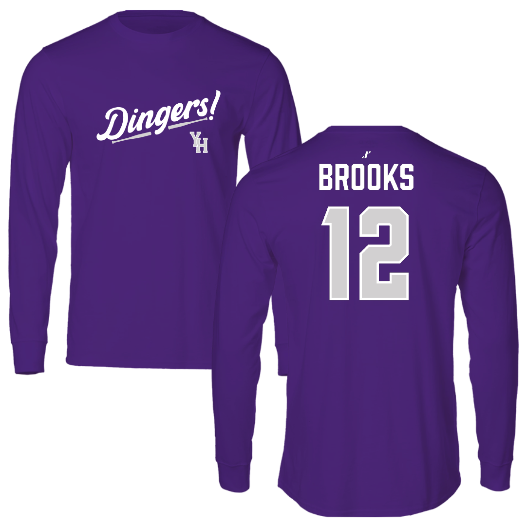 Young Harris College Softball Purple Dingers Performance Long Sleeve - #12 Jessica Brooks