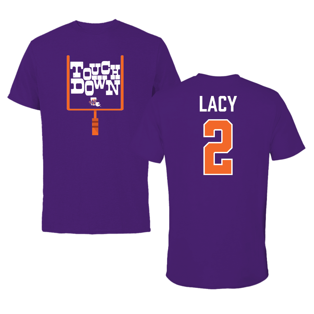 Northwestern State University Football Purple Touchdown Tee - #2 Kennieth Lacy