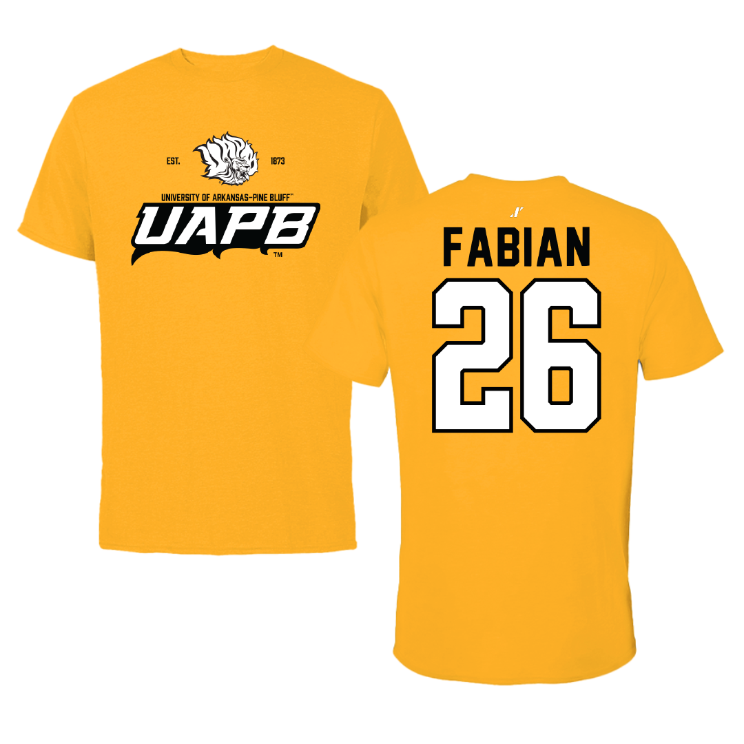 University of Arkansas-Pine Bluff Baseball Gold General Performance Tee - #26 Kenney Fabian